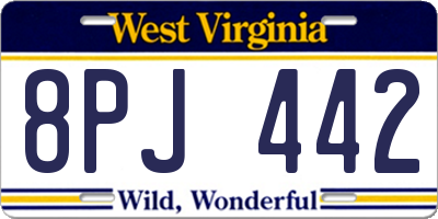 WV license plate 8PJ442