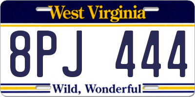 WV license plate 8PJ444