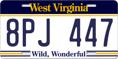 WV license plate 8PJ447