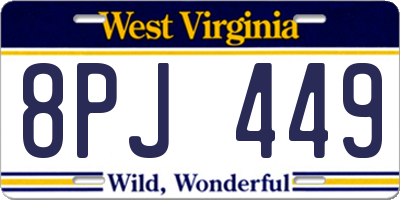WV license plate 8PJ449