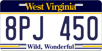 WV license plate 8PJ450