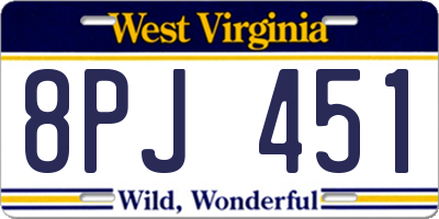 WV license plate 8PJ451