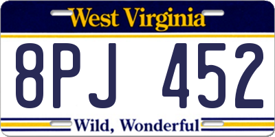 WV license plate 8PJ452