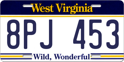 WV license plate 8PJ453