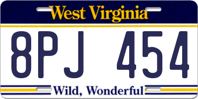 WV license plate 8PJ454