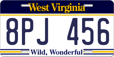 WV license plate 8PJ456