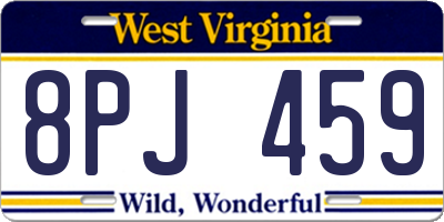 WV license plate 8PJ459