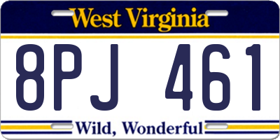 WV license plate 8PJ461