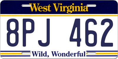WV license plate 8PJ462