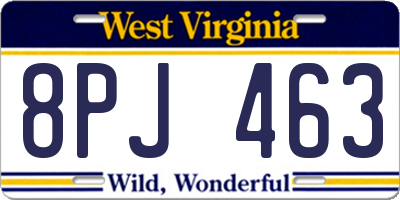 WV license plate 8PJ463