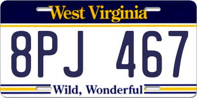 WV license plate 8PJ467