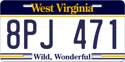 WV license plate 8PJ471