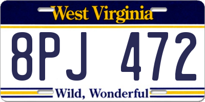WV license plate 8PJ472