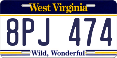 WV license plate 8PJ474