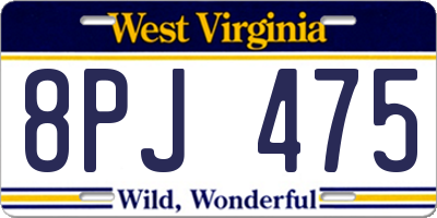 WV license plate 8PJ475