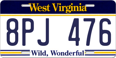 WV license plate 8PJ476