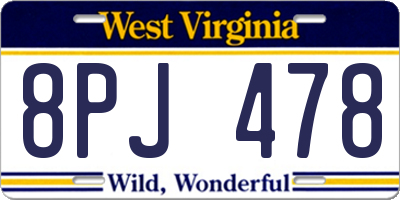 WV license plate 8PJ478