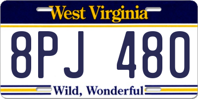 WV license plate 8PJ480
