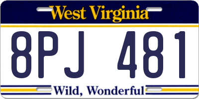 WV license plate 8PJ481