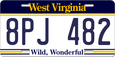 WV license plate 8PJ482