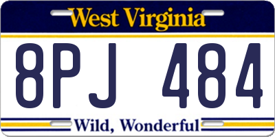 WV license plate 8PJ484