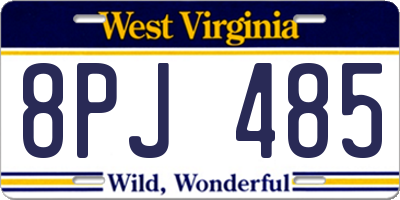 WV license plate 8PJ485