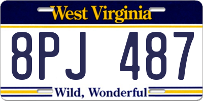WV license plate 8PJ487