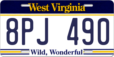 WV license plate 8PJ490