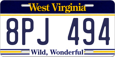 WV license plate 8PJ494