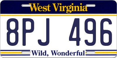 WV license plate 8PJ496