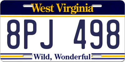 WV license plate 8PJ498