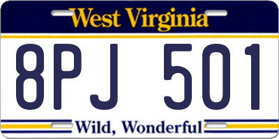 WV license plate 8PJ501