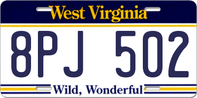 WV license plate 8PJ502