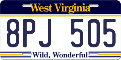 WV license plate 8PJ505