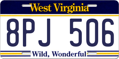 WV license plate 8PJ506