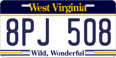 WV license plate 8PJ508