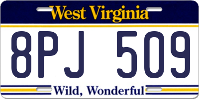WV license plate 8PJ509