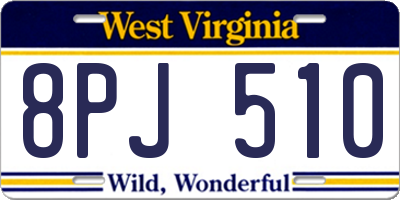 WV license plate 8PJ510