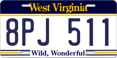 WV license plate 8PJ511