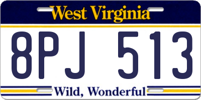 WV license plate 8PJ513