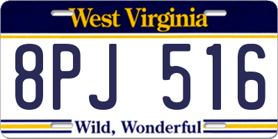 WV license plate 8PJ516