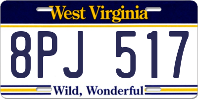 WV license plate 8PJ517