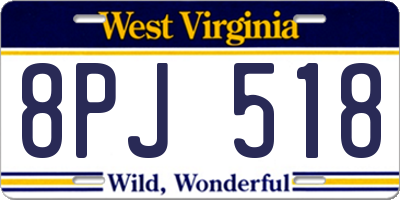 WV license plate 8PJ518