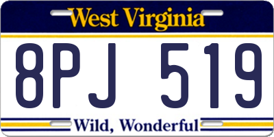 WV license plate 8PJ519