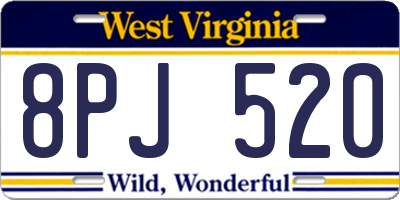 WV license plate 8PJ520