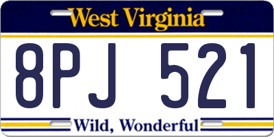 WV license plate 8PJ521