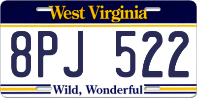 WV license plate 8PJ522