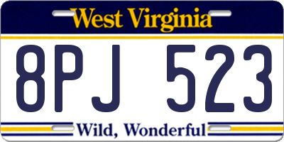 WV license plate 8PJ523