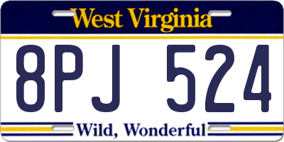WV license plate 8PJ524