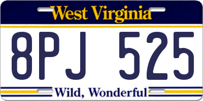WV license plate 8PJ525